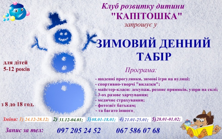 Денний зимовий табір "Капітошка" Денний зимовий табір "Капітошка"